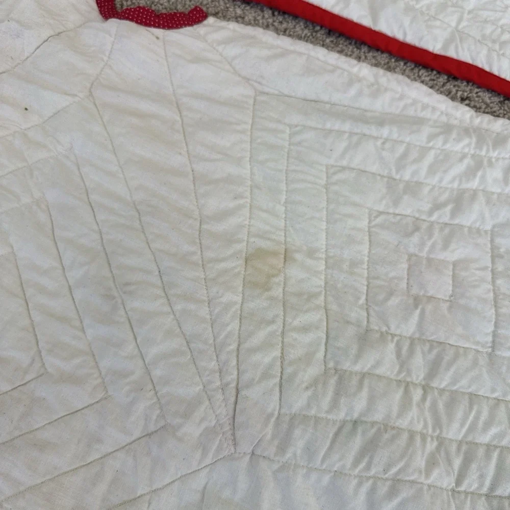 Vintage Handmade Quilted Tree Skirt Star Patchwork 41